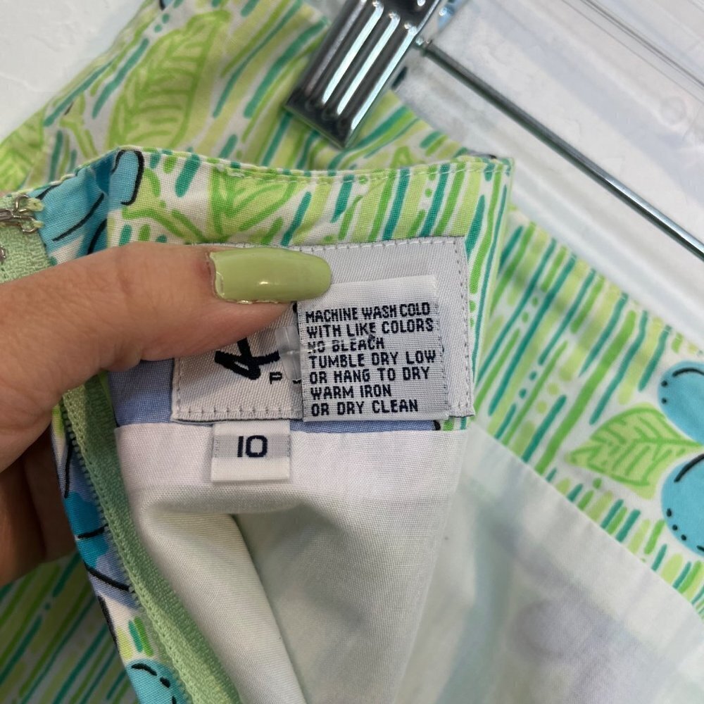 Lilly Pulitzer green floral mini skirt Size 10 tropical vacation A-line - Picture 9 of 9